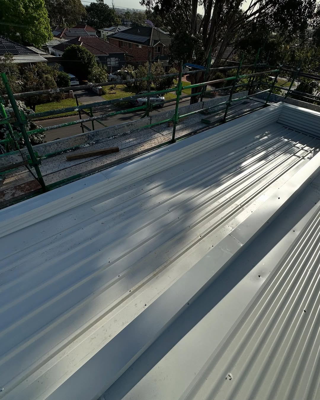 Completed metal roofing project
